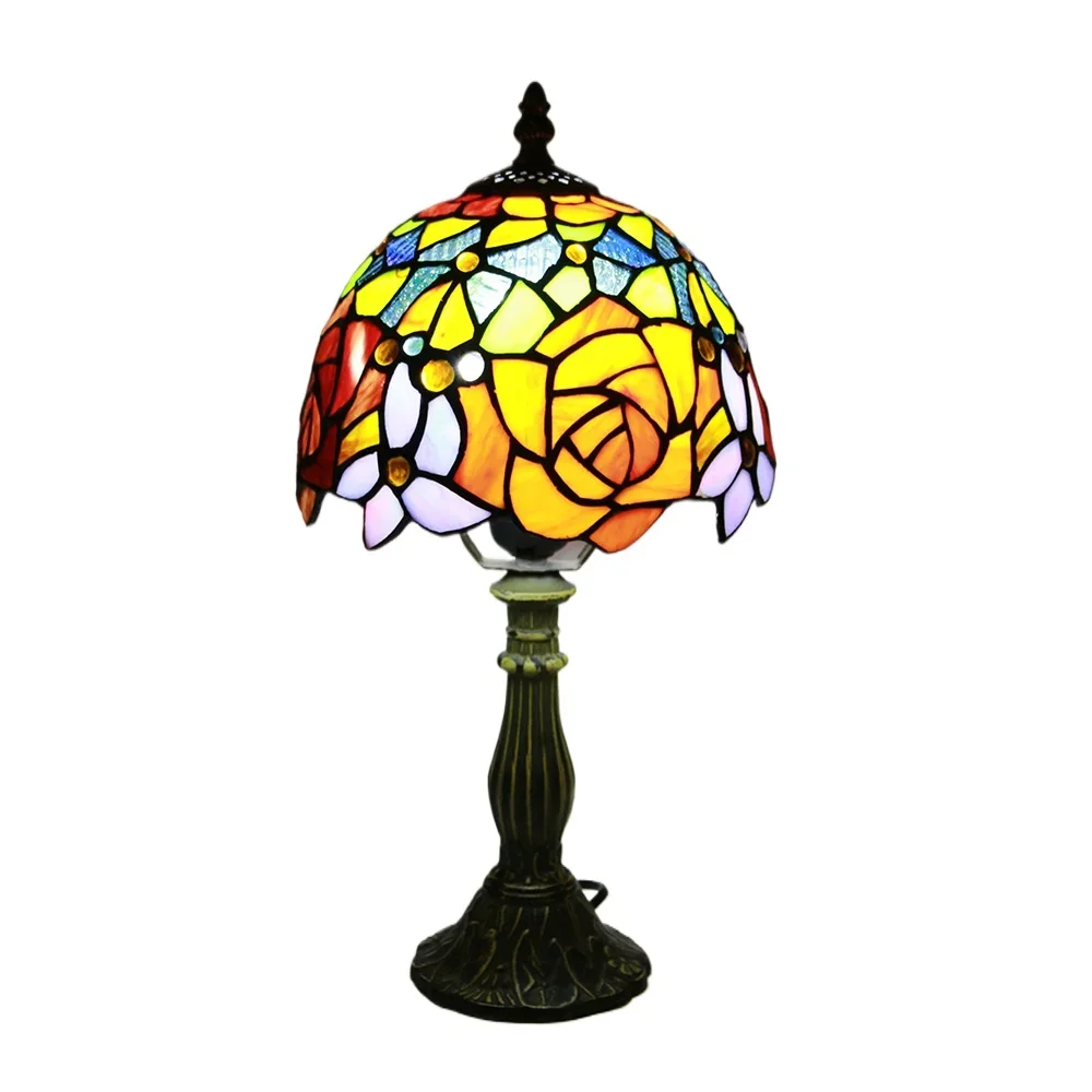 8 Inch 20cm Stained Glass Shade Tiffany Vintage Desk Lamp