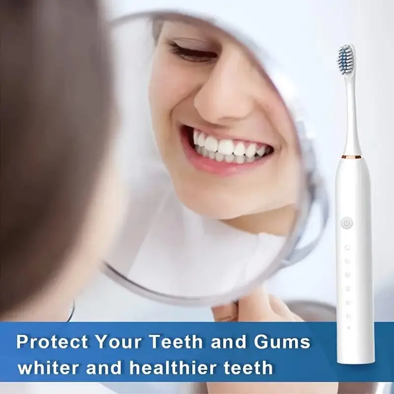 

Набор электрических зубных щеток, 1 шт., 4 насадки и звуковая зубная щетка с зарядкой через USB, подходит для чувствительных десен