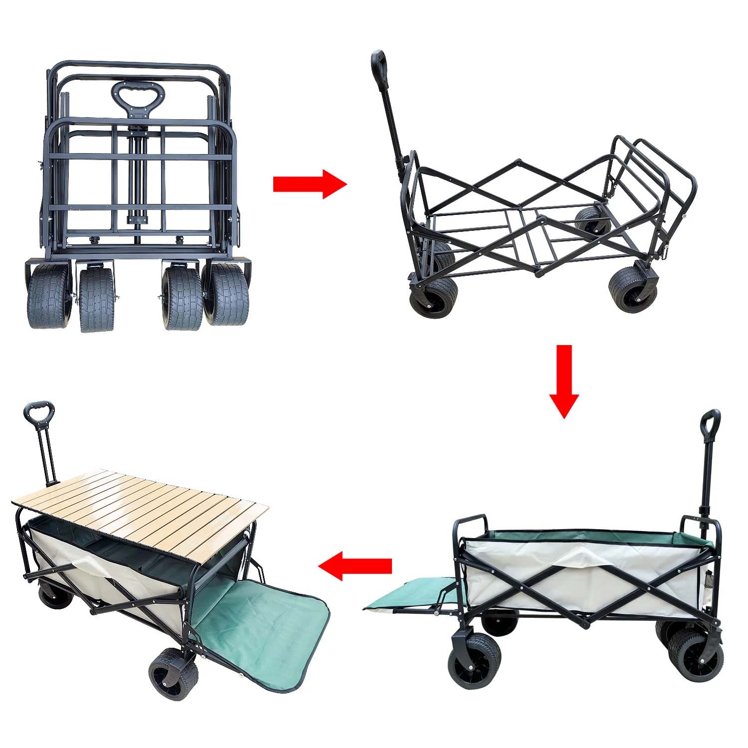 Imagem -04 - Grande Capacidade Portátil Dobrável Camping Trailer 4-way Camping Trolley ao ar Livre Campista Brakeable 150l Novo