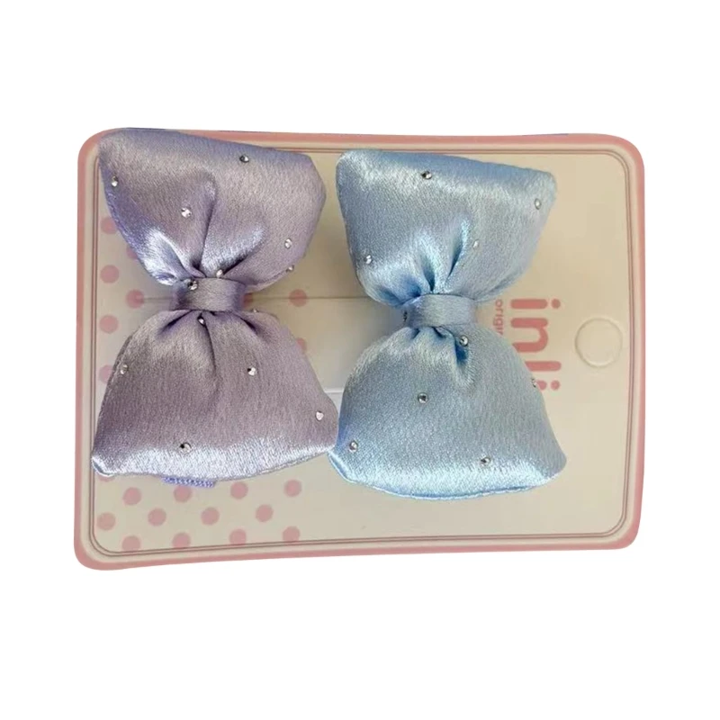 Padded Bowknot Hairclip for Girl Crystal Drilled Hair Bows Side Clip Barrettes Spring Hair Pin Women Elegant Hair Decors