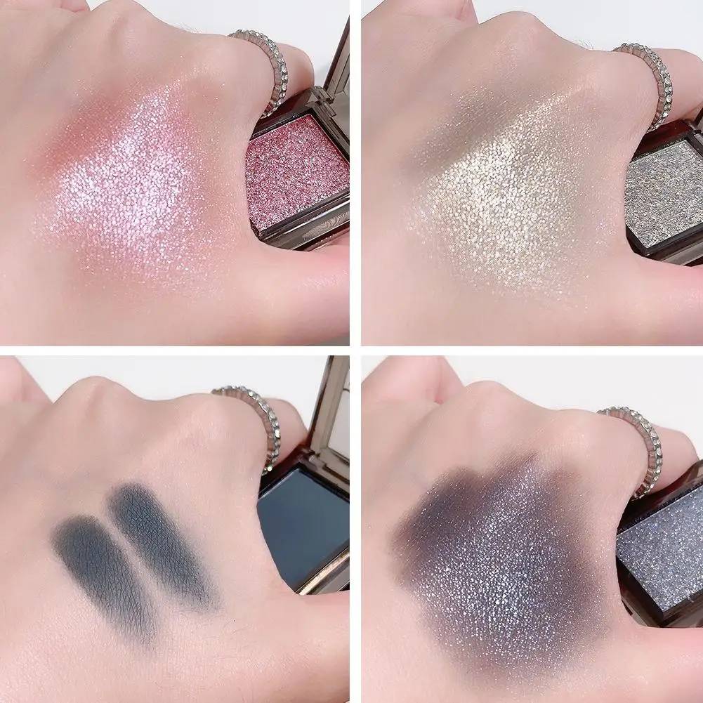 4 色ミニアイシャドウパレットマットグリッターアイシャドウ顔料防水アースカラーシマーアイシャドウポータブル化粧品
