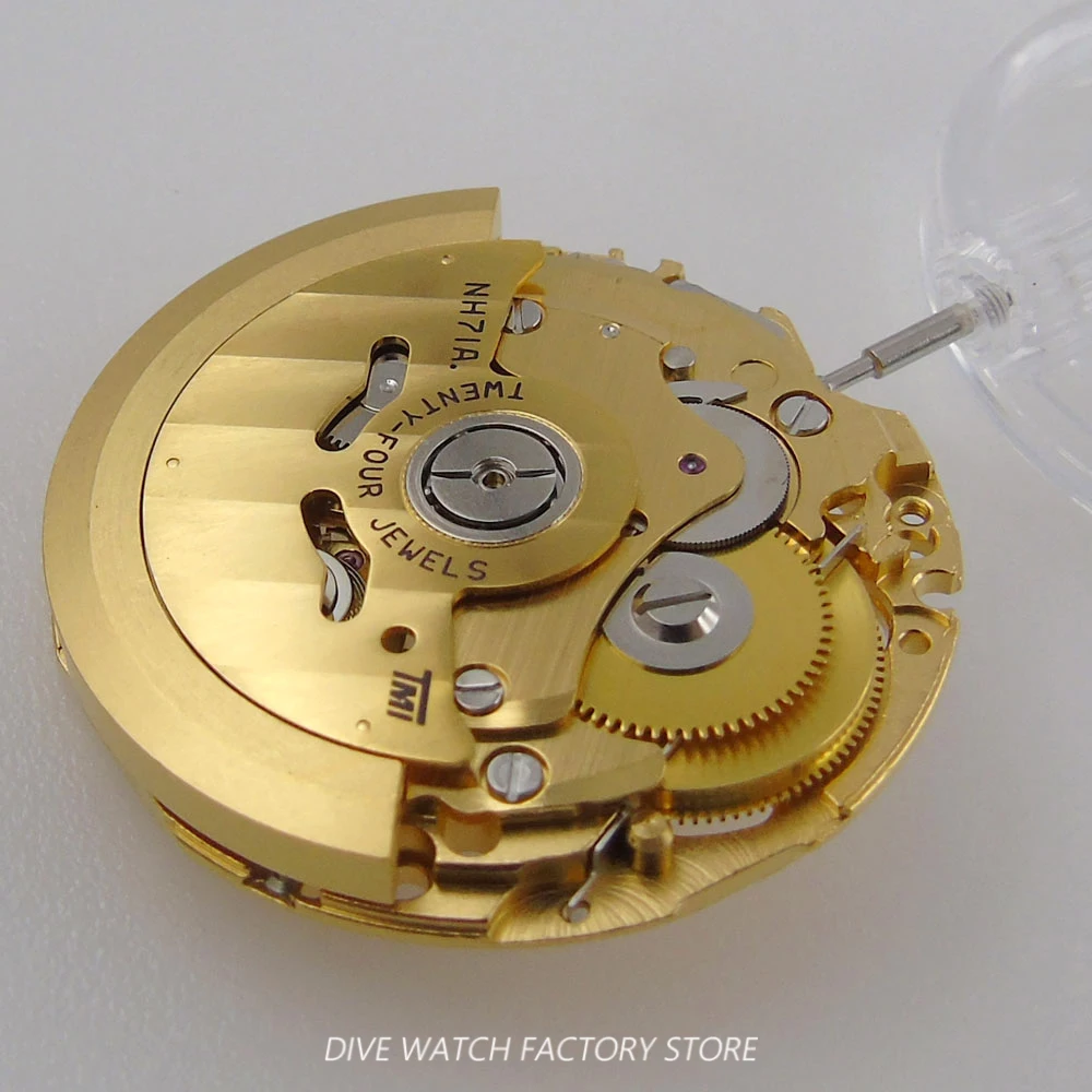 Gold NH71 NH71A Skeleton Automatic Mechanical Movement Accessories High Accuracy 24 Jewels Mod Parts Watch Replacement Parts