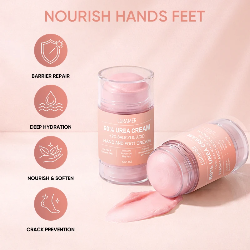 Urea Cream 60 Percent For Feet + 2% Salicylic Acid Exfoliation Foot Cream and Hand Cream Maximum Strength with Hyaluronic Acid