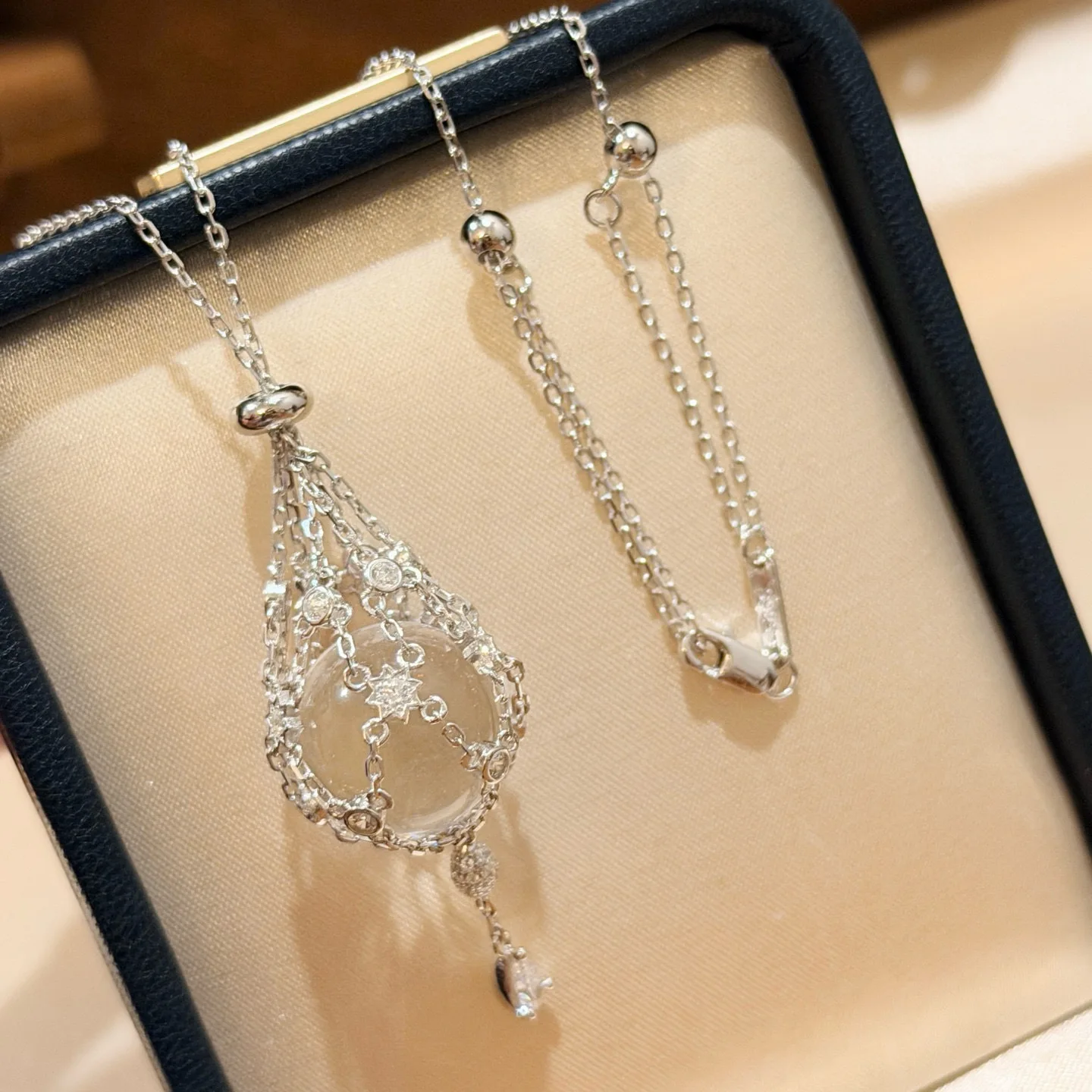 

100% 925 Sterling Silver Dreamcatcher Necklace Natural Crystal Tassel Necklaces For Women Party Fine Jewelry Christmas Present