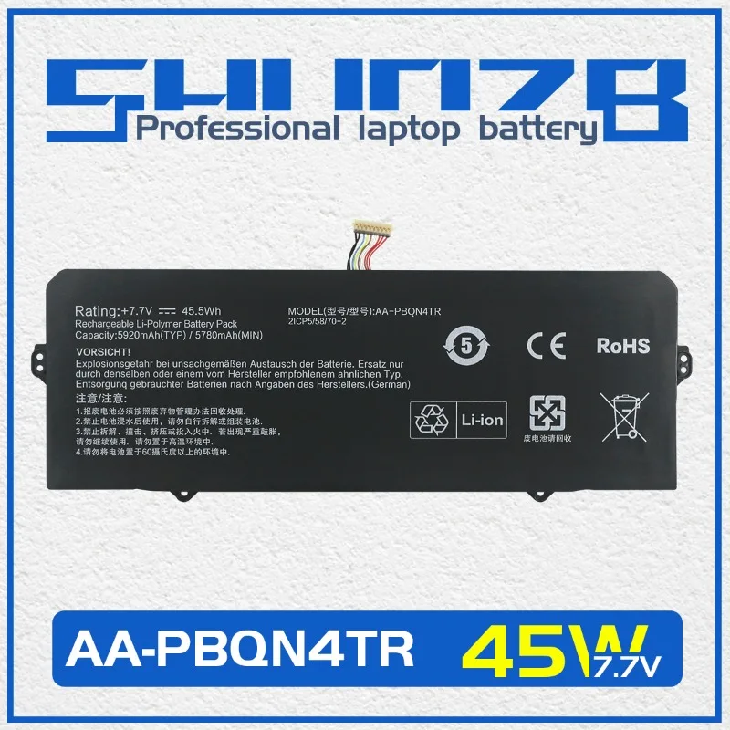 SHUOZB AA-PBQN4TR Laptop Battery For Samsung Galaxy Chromebook 2 XE530QDA XE530QDA-KA1US KA2US KB1US KB2US 7.7V 45.5WH 5780MAH