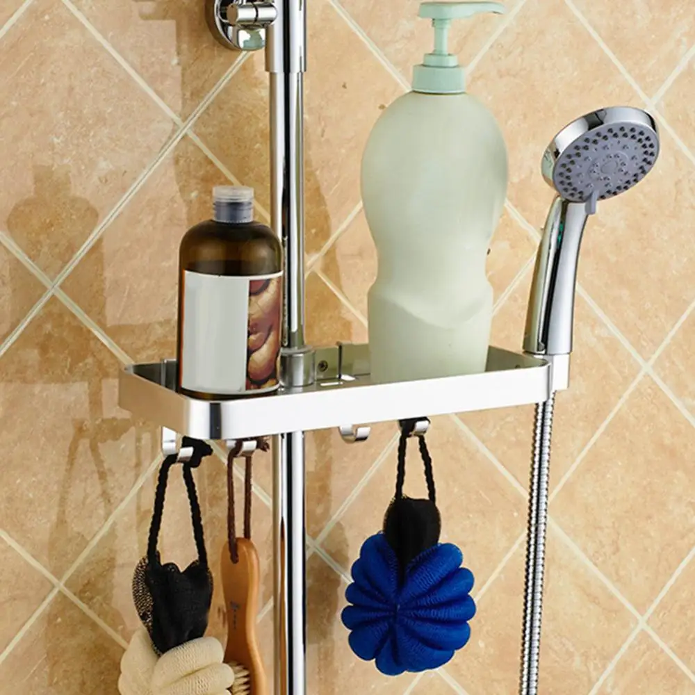 

Storage Storage Rack Rectangle Organizer Bathroom Shampoo Tray Lifting Rod No Drilling Shower Shelf Kitchen Mess Shower