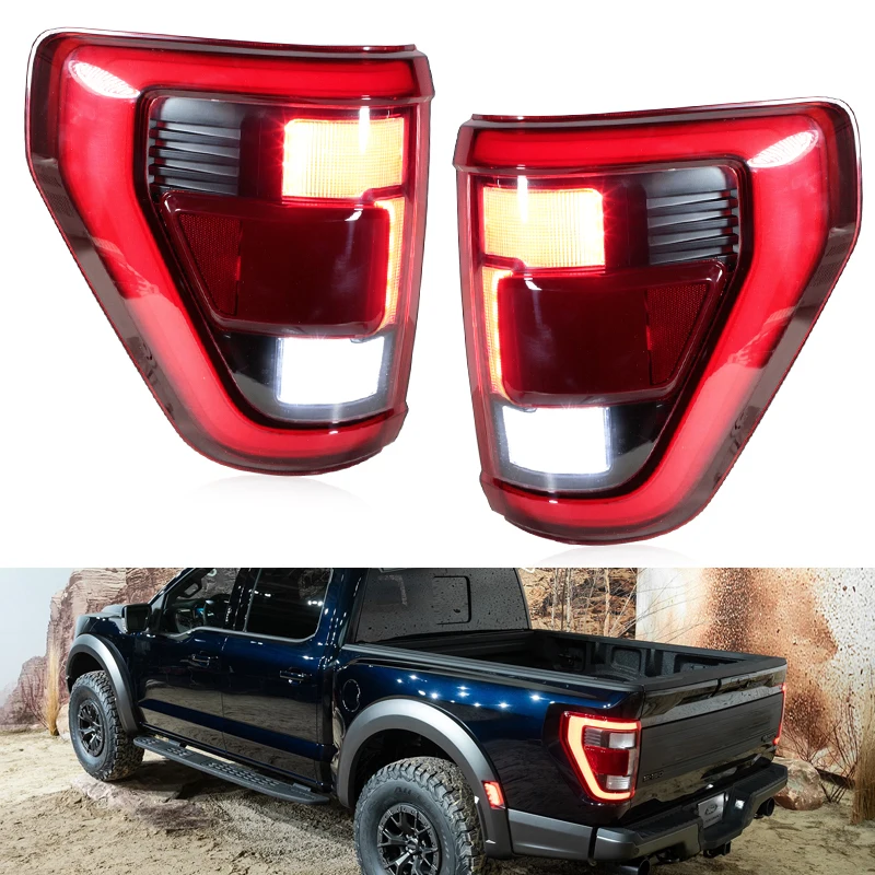 Para Ford F150 F-150 2021-2023 luz trasera LED luz trasera con lámpara de conducción parada de estacionamiento lámpara de freno lámpara de marcha atrás con punto ciego