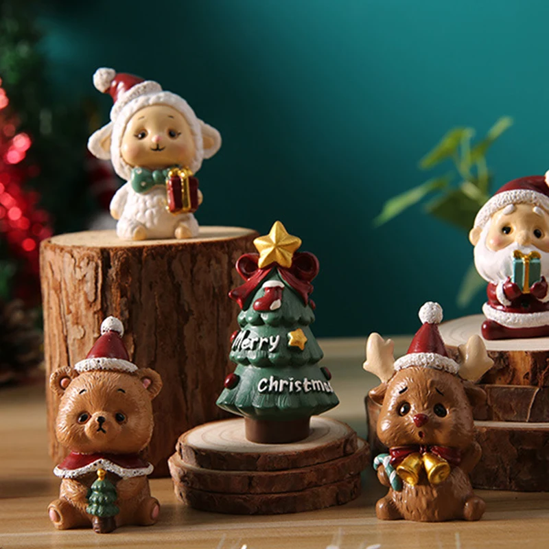زينة عيد الميلاد المشهد الصغير سطح المكتب الحلي صندوق أعمى هدية سانتا كلوز الرنة لطيف الديكور لداخلي السيارة