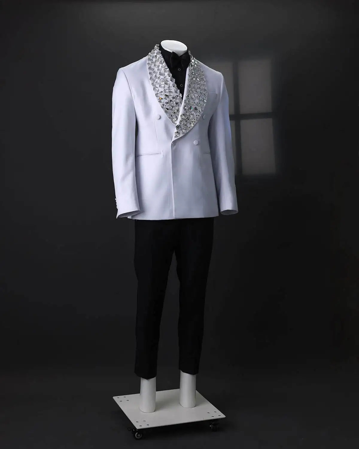 Luxury Men Wedding Suits Crystal Shawl Lapel Double Breasted Tuxedos Groom Evening Party Custom Made 2 Psc Blazer Pants