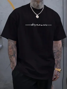 Alternative view of Summer Casual Men's T-shirt Clothing Simple Daily Letter Graphic Printed T-shirt Oversized Loose Round Neck Short Sleeve Tee