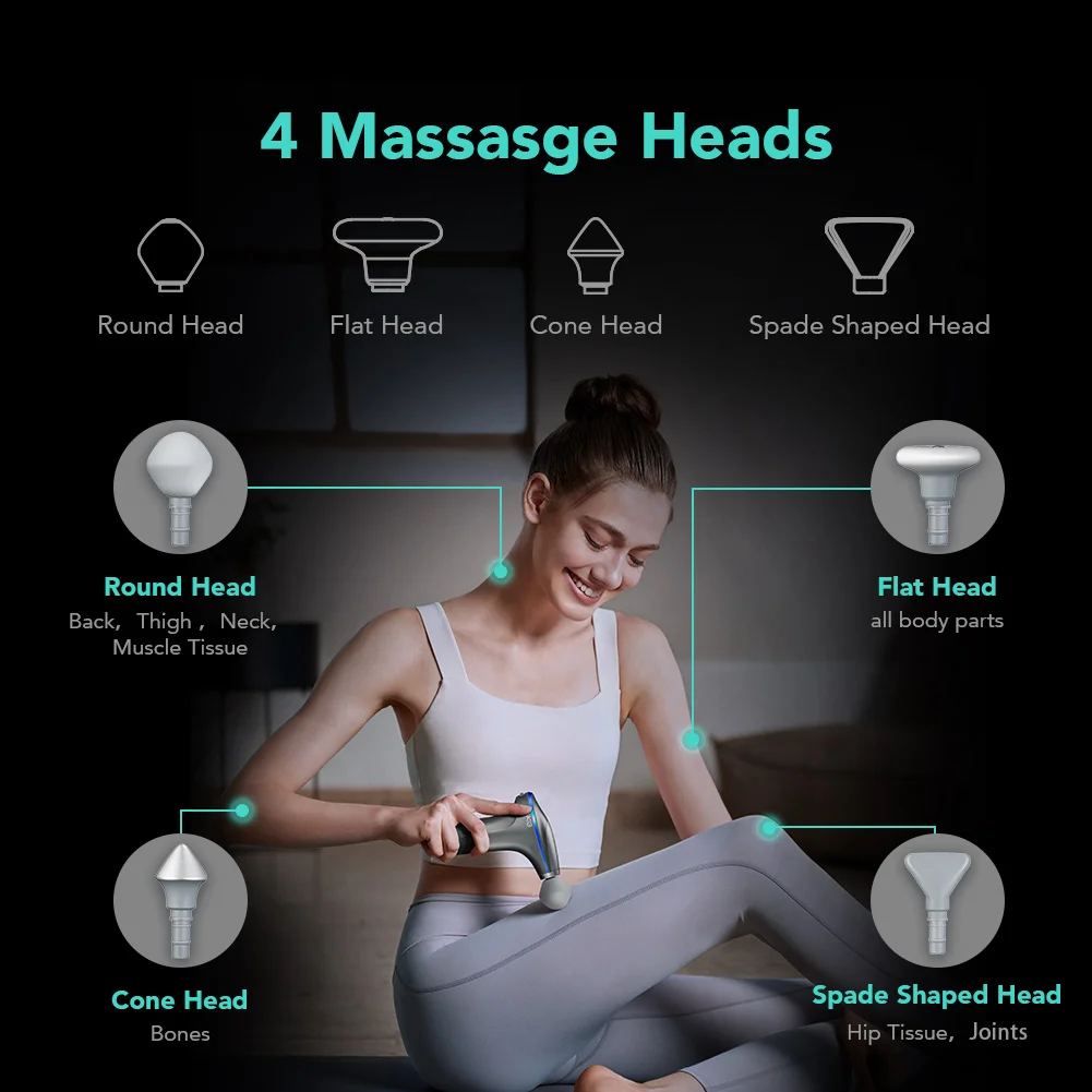 SKG F7-E Massage Gun with Heat, Professional Massage Gun Deep Tissue Handheld Muscle Massager for Athlete Post-Sport Pain Relief