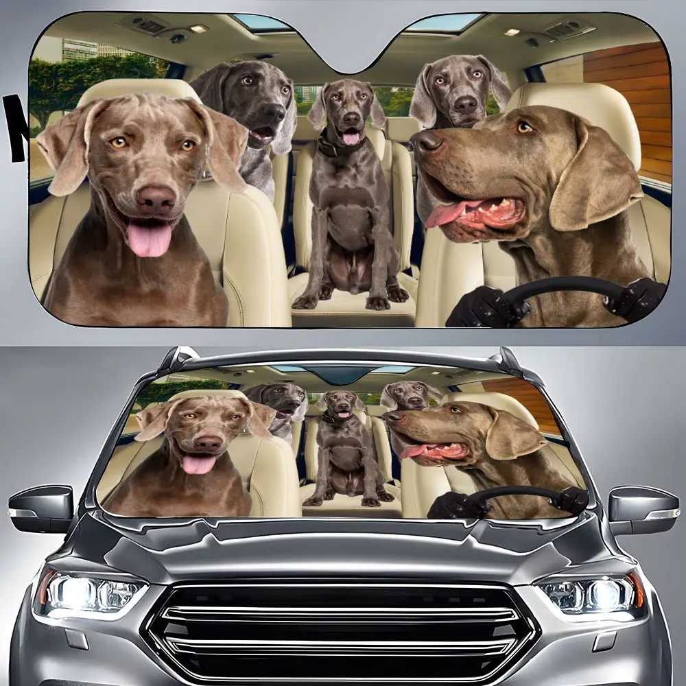 Sheepdog Dog Driving Car Interior Front Windshield Sun Shade,Animal Weimaraner Sunshade for Truck SUV- Blocks Uv Rays Protector