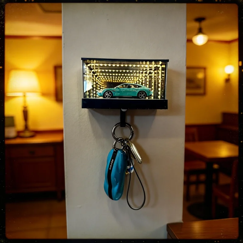 Colgador de llaves de pared para garaje, colgador de llaves de coche impreso en 3D con luz LED, estante de almacenamiento de llaves, fácil instalación, decoración de pared
