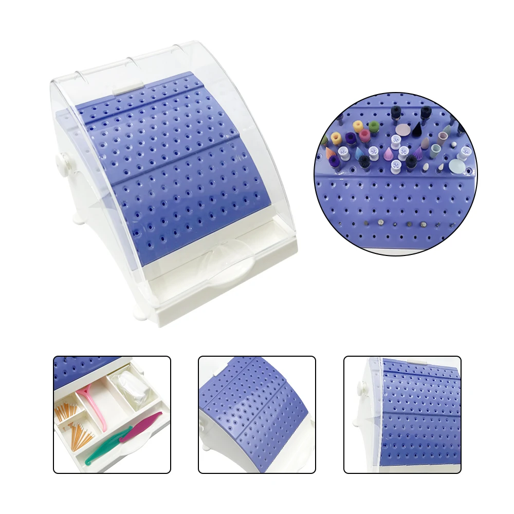 142 Holes Dental Bur Holder With Dust Cover And Pull-Out Drawer Bur Drill Stand Block Sterilizer Case Disinfection Box Dentistry