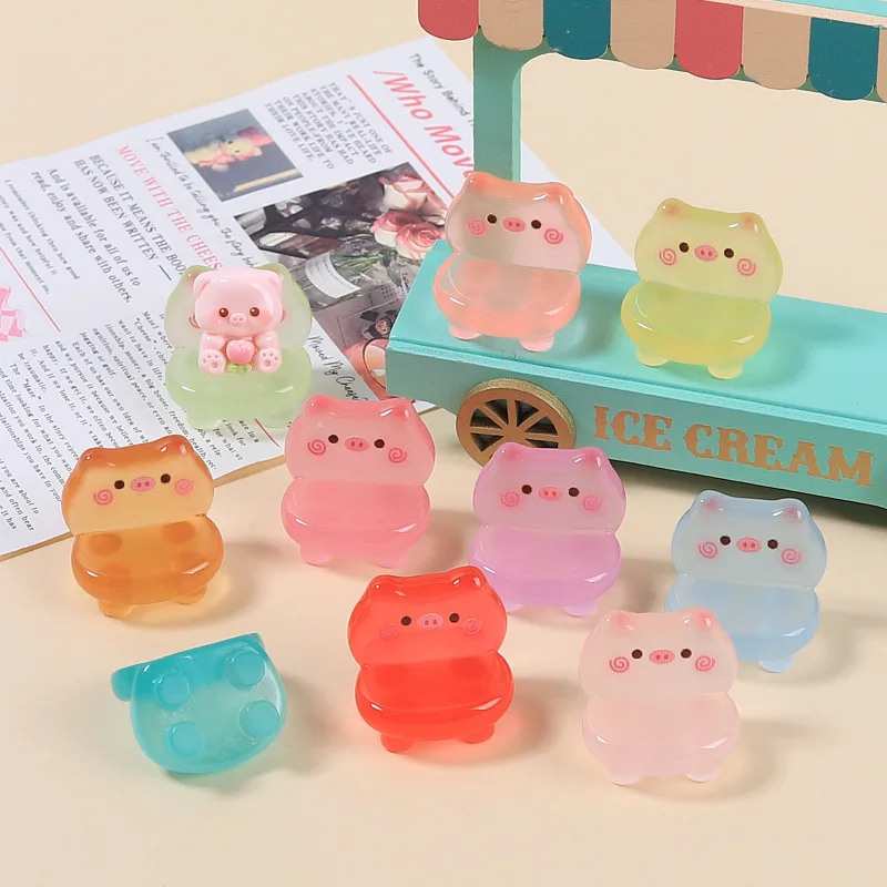 10pcs/lot Cute 3D Pig Chair Resin Cabochon Garden Ornaments Decoration Scrapbook Crafts DIY Miniature Doll House Accessories