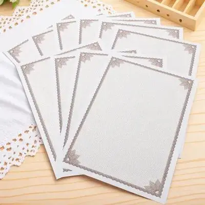 

10Pcs Printable Writable Certificate Paper Blank Inner Sheets with Rounded Corners for Office Diploma Award Use