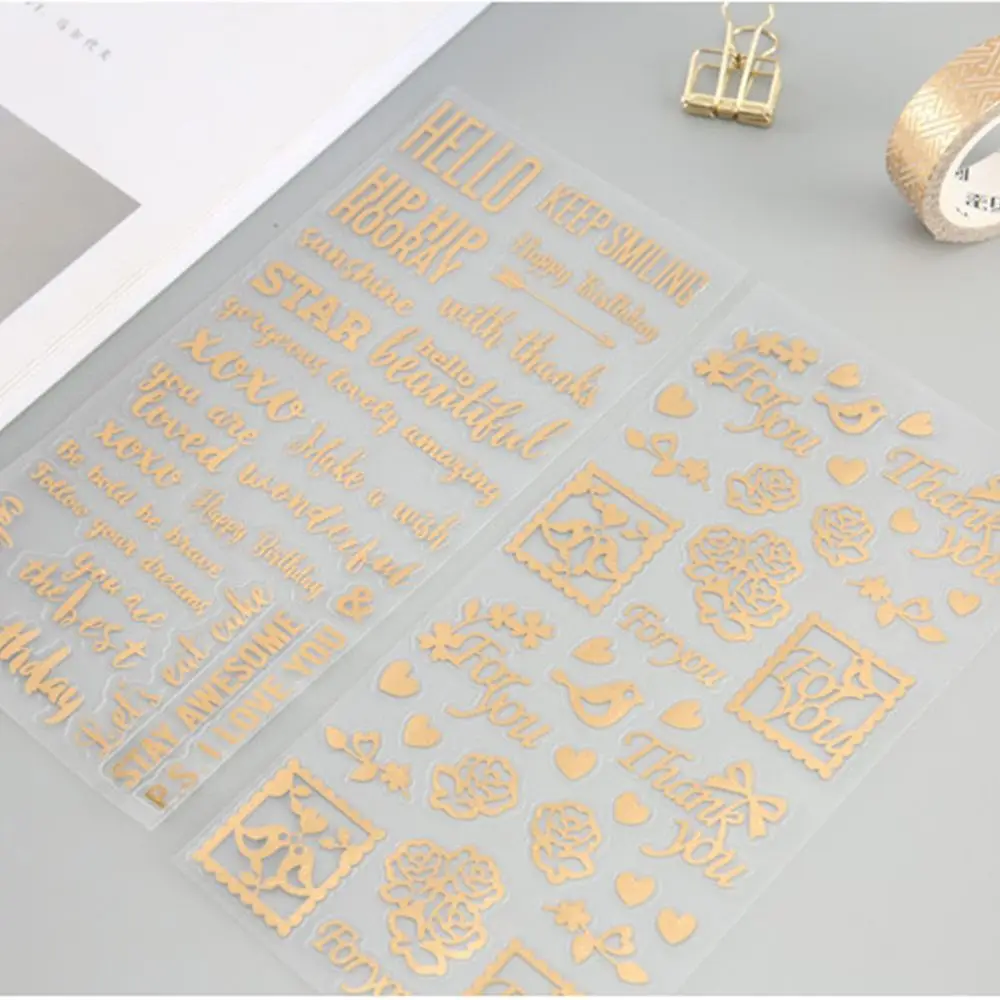 Back Glue Letter Scrapbooking Hand Account Cat Album Stickers Golding Twinkle Stickers Stationery Sticker Bronzing Gold Sticker