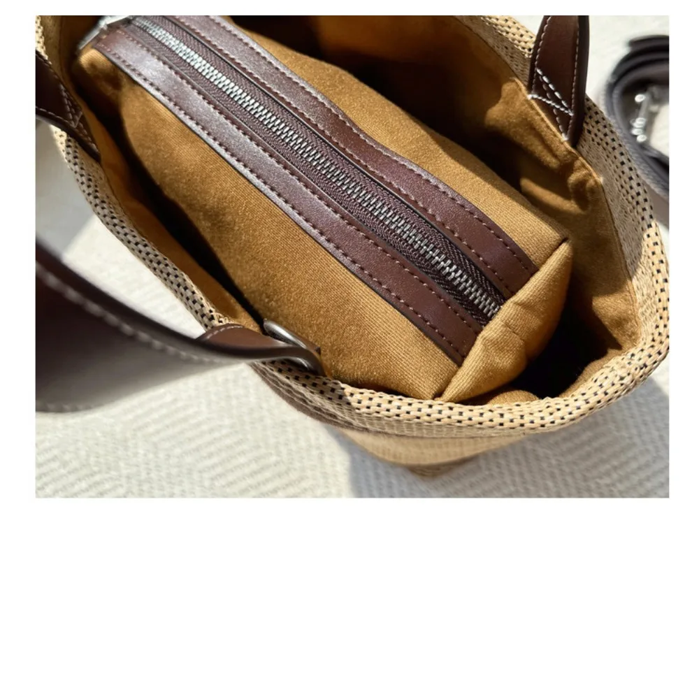 VOLVAETEC 2025 جديد ريترو الرافية المنسوجة سلة خضراوات حقيبة عصرية بسيطة واحدة الكتف Crossbody المحمولة حقيبة نسائية