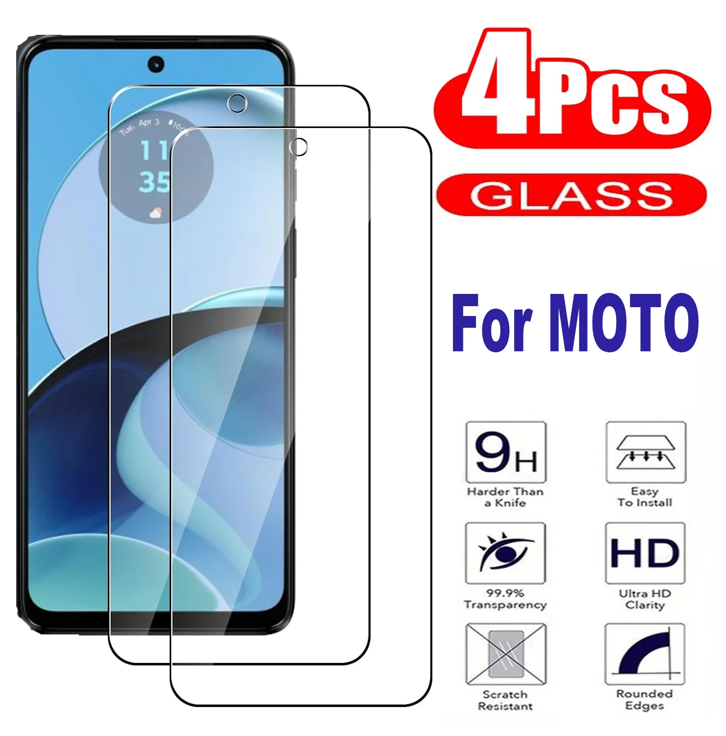 

2/4Pcs Tempered Glass For Motorola Moto G14 G54 G84 G04 G04S G64 G52 G32 G42 G62 G72 G82 5G Screen Protector Glass Film