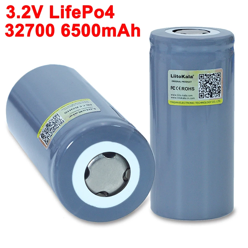 LiitoKala 32700 LiFePO4 3.2V 6500mah 35A, keluaran berkelanjutan 55A daya tinggi untuk obeng baterai sepeda listrik