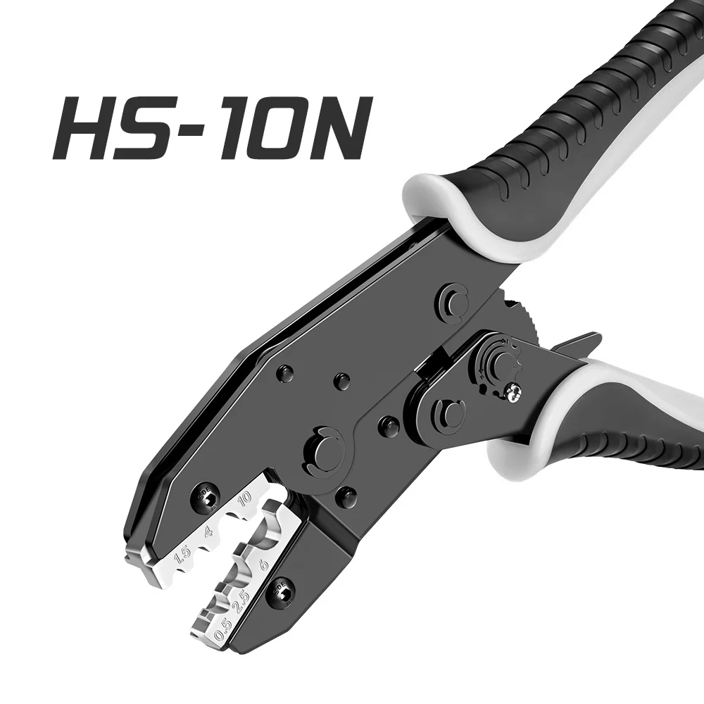 HS-10N Wire Crimping Plier C45/SC/UT/OT Bare Non-Insulated Terminals Ratchet Crimper AWG22-8 Hand Crimp Tool