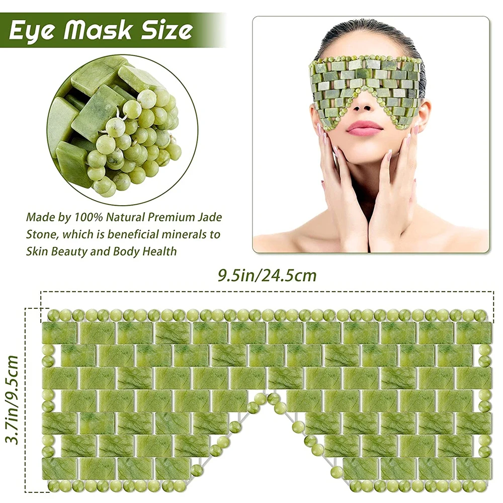 Natural Jade Sleep Eye Mask, Terapia Fria, Spa Facial, Anti Aging, Puffiness, Venda, Massageador, Relaxamento, Presente