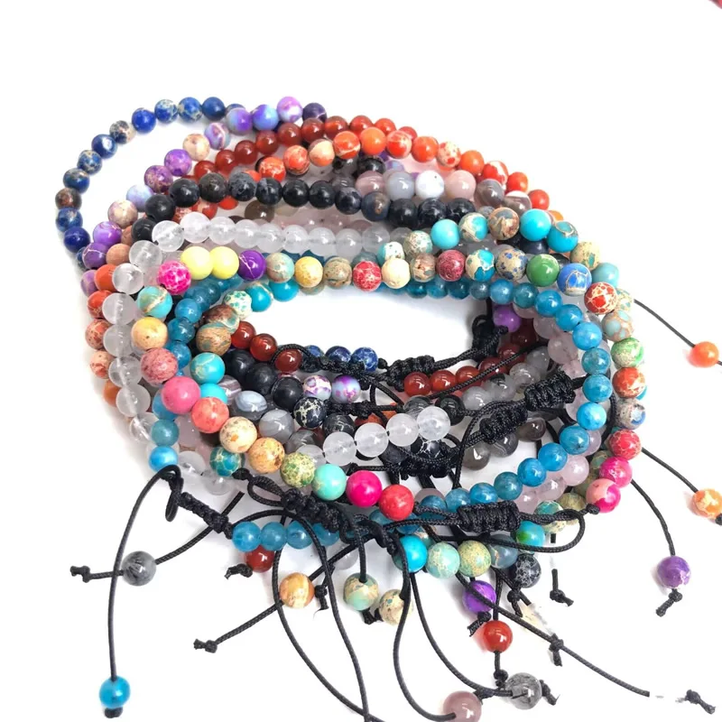 قابل للتعديل 4 مللي متر حجر الخرز سوار للنساء العقيق الطبيعي كريستال التورمالين العقيق المنسوجة سوار للمجوهرات هدية السنة الجديدة