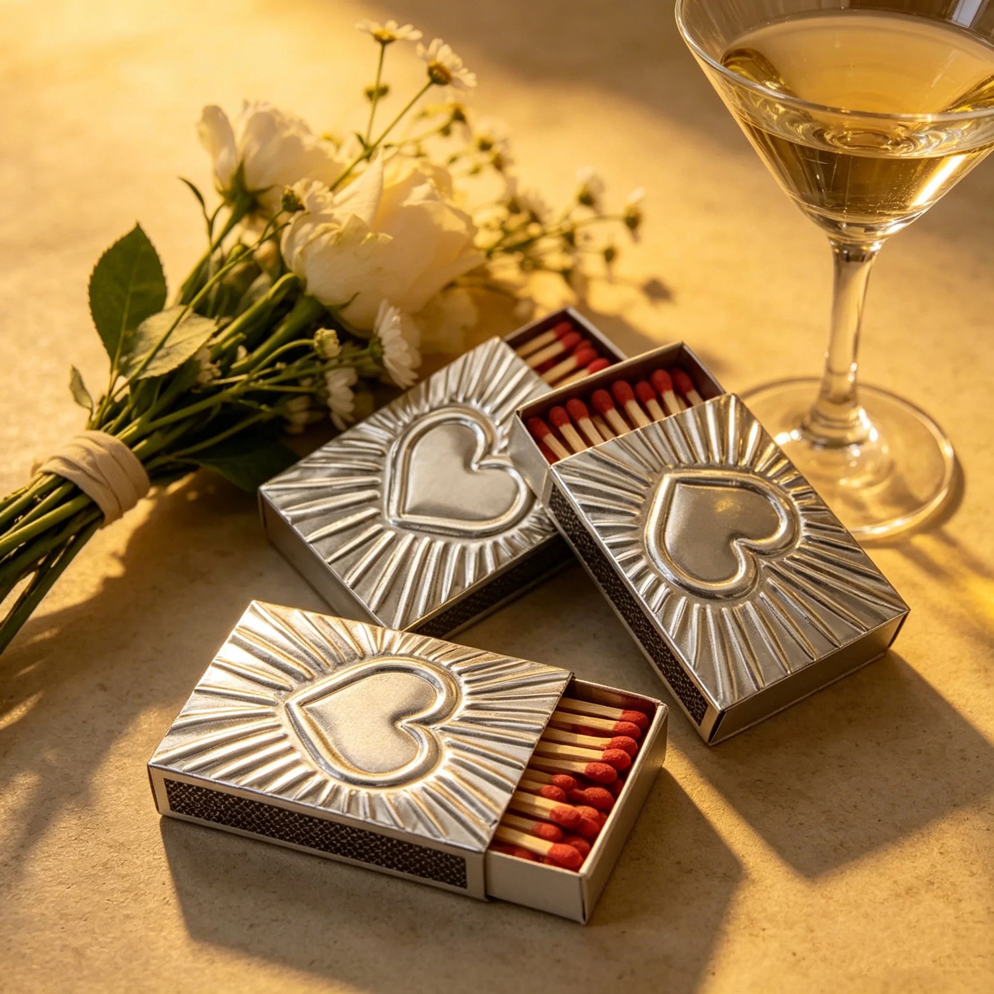 Unity Candle Set - Aluminiowa puszka na zapałki ze srebrnym