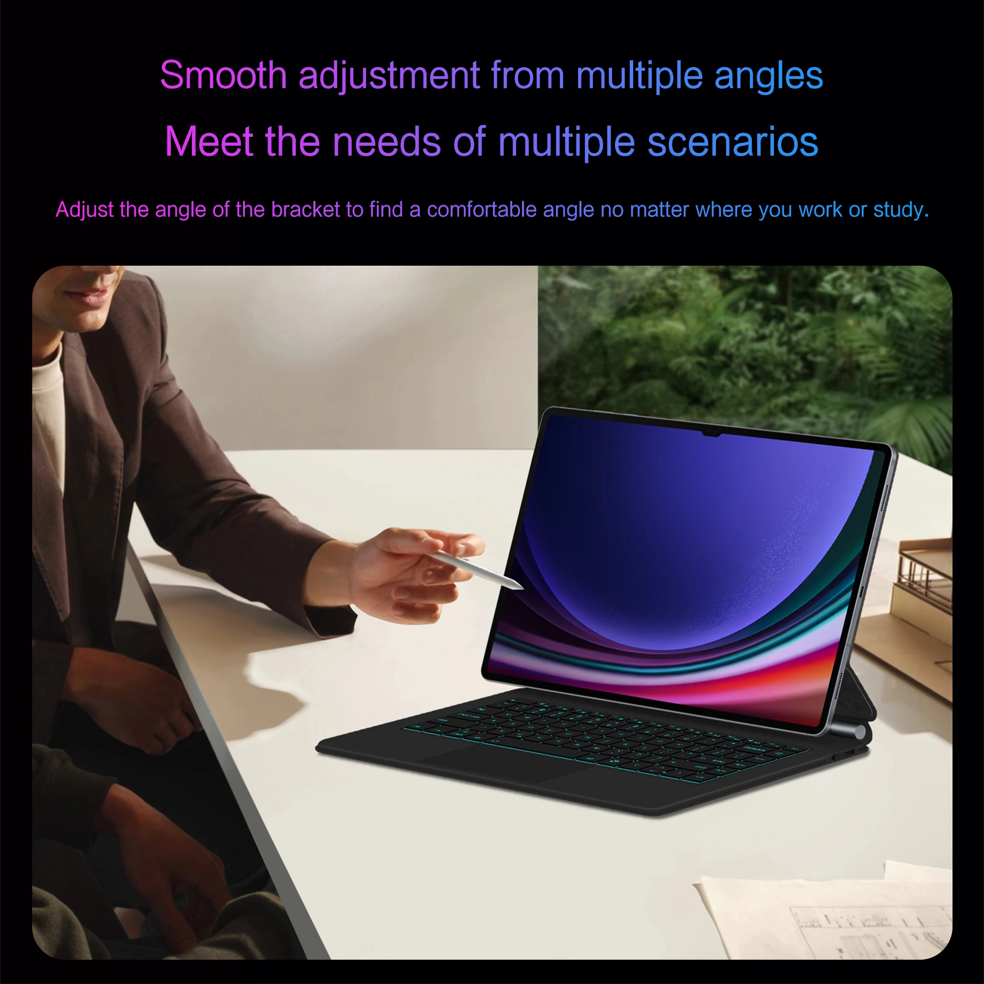 LFOIQN Keyboard Case For Samsung Galaxy Tab S9 S10 Ultra 14.6 inch S8+ S9+ Plus 12.4 S10+ FE+ S11 S7 11 Tablet Smart Book Cover view 5