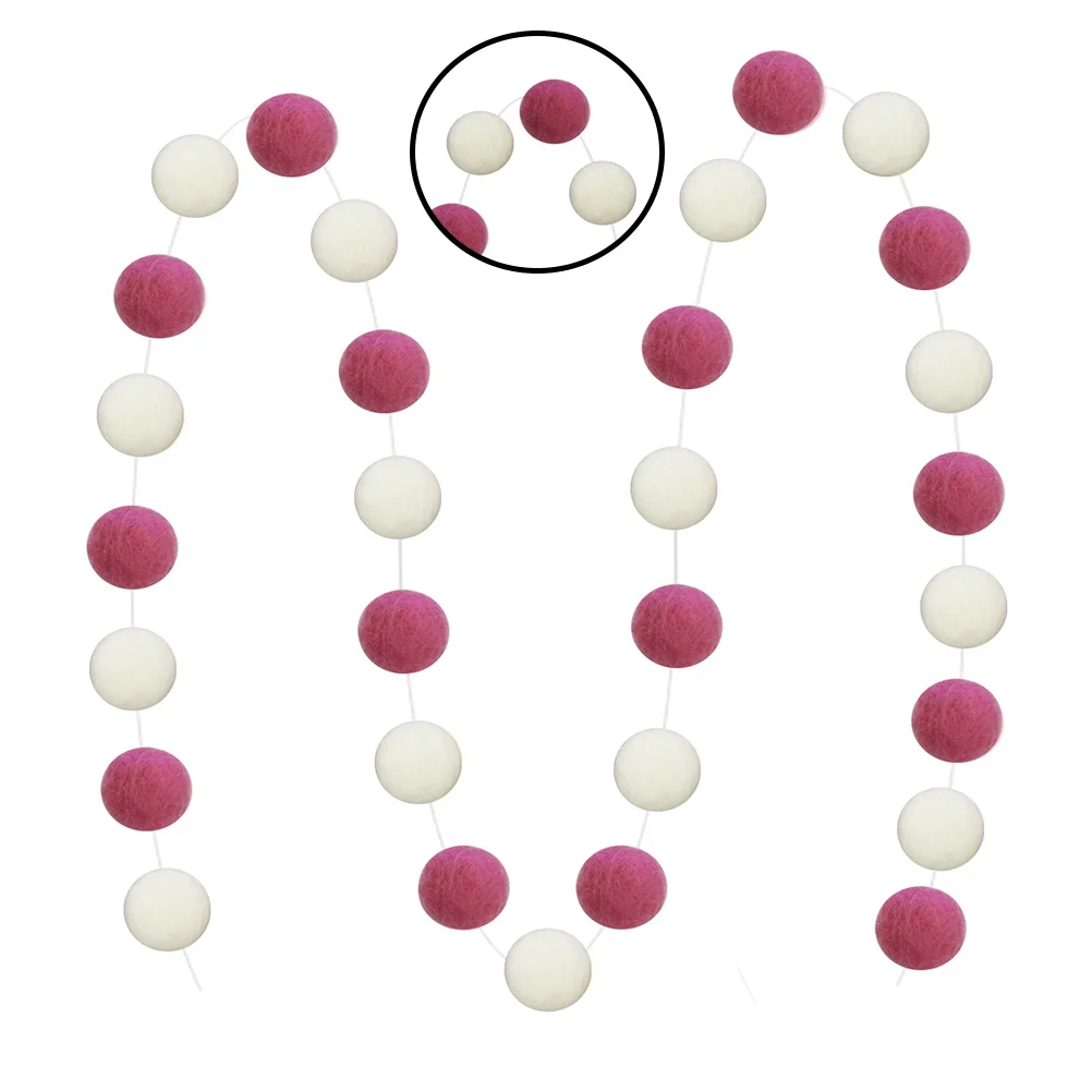 

2m Wool Ball Garland Handmade Birthday Decor Pink White Baby Room Party Hanging Decor Home Garland Party Hangings