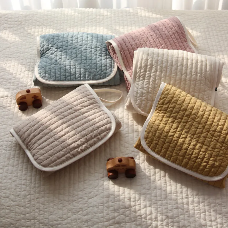 Outdoor Newborn Changing Pads Simplicity Solid Color Infant Baby Changing Mat Soft Cotton Portable Baby Diaper Changing Mat
