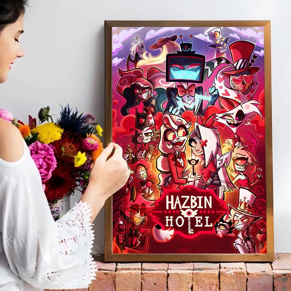Hazbin H-Hotels Angel Dust Alastor Whitepaper ملصق ورق مقاوم للماء ملصق مقهى بار لوحة جدارية فنية جمالية #6