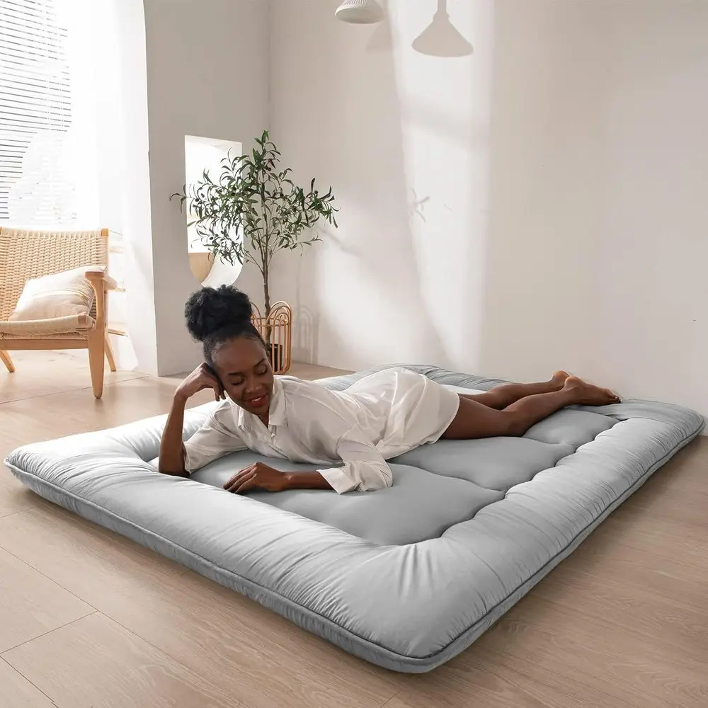 

Japanese loor Mattruton Mattr, Thicken Daybed Sleng Pad oldable Roll Up Boys Girls DormiKids Lounger Bed Couch and Soa, Grey, ul