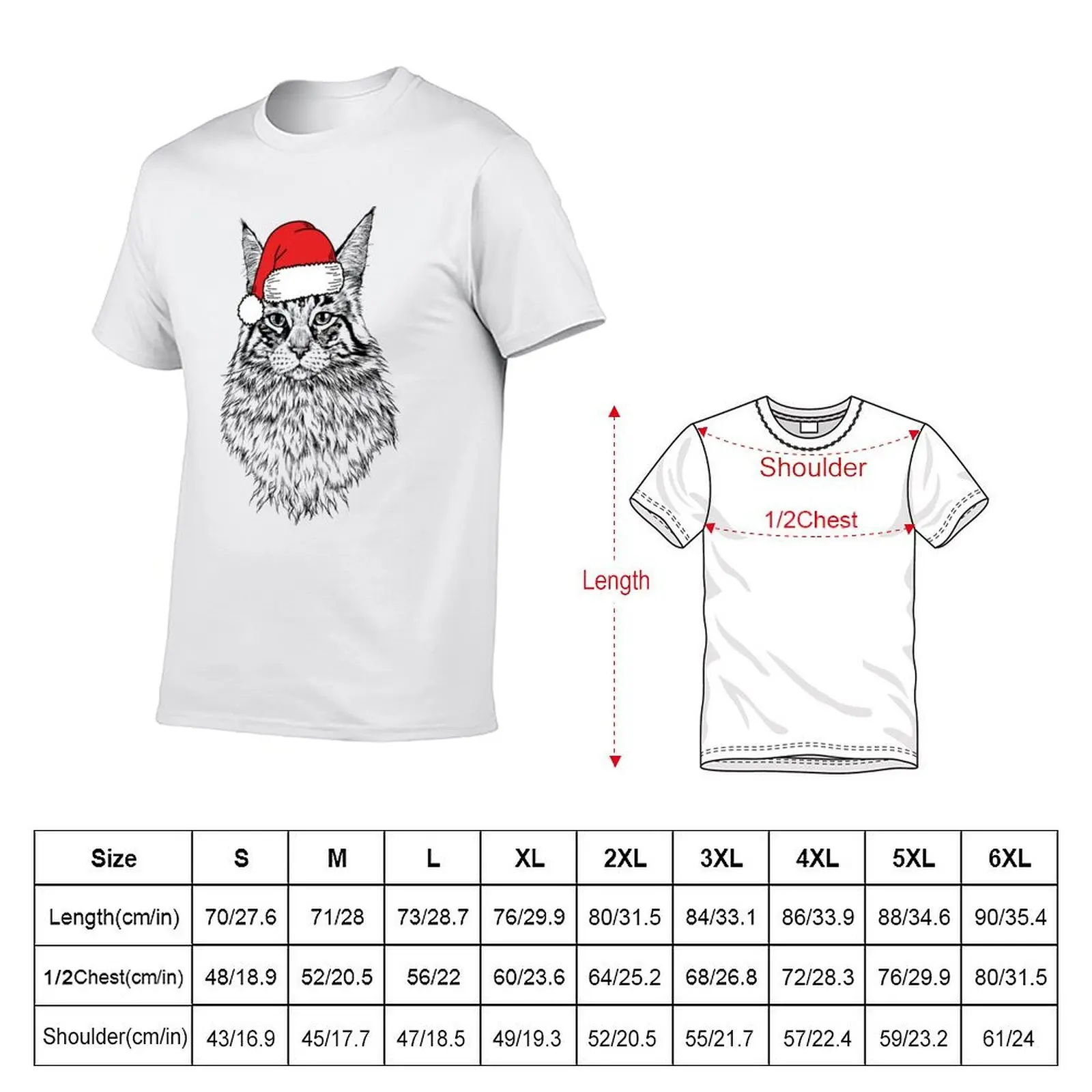 Christmas Santa Maine Coon Cat Holiday T-Shirt t shirt for man man t shirt designer t shirts for man cotton soft T-Shirt