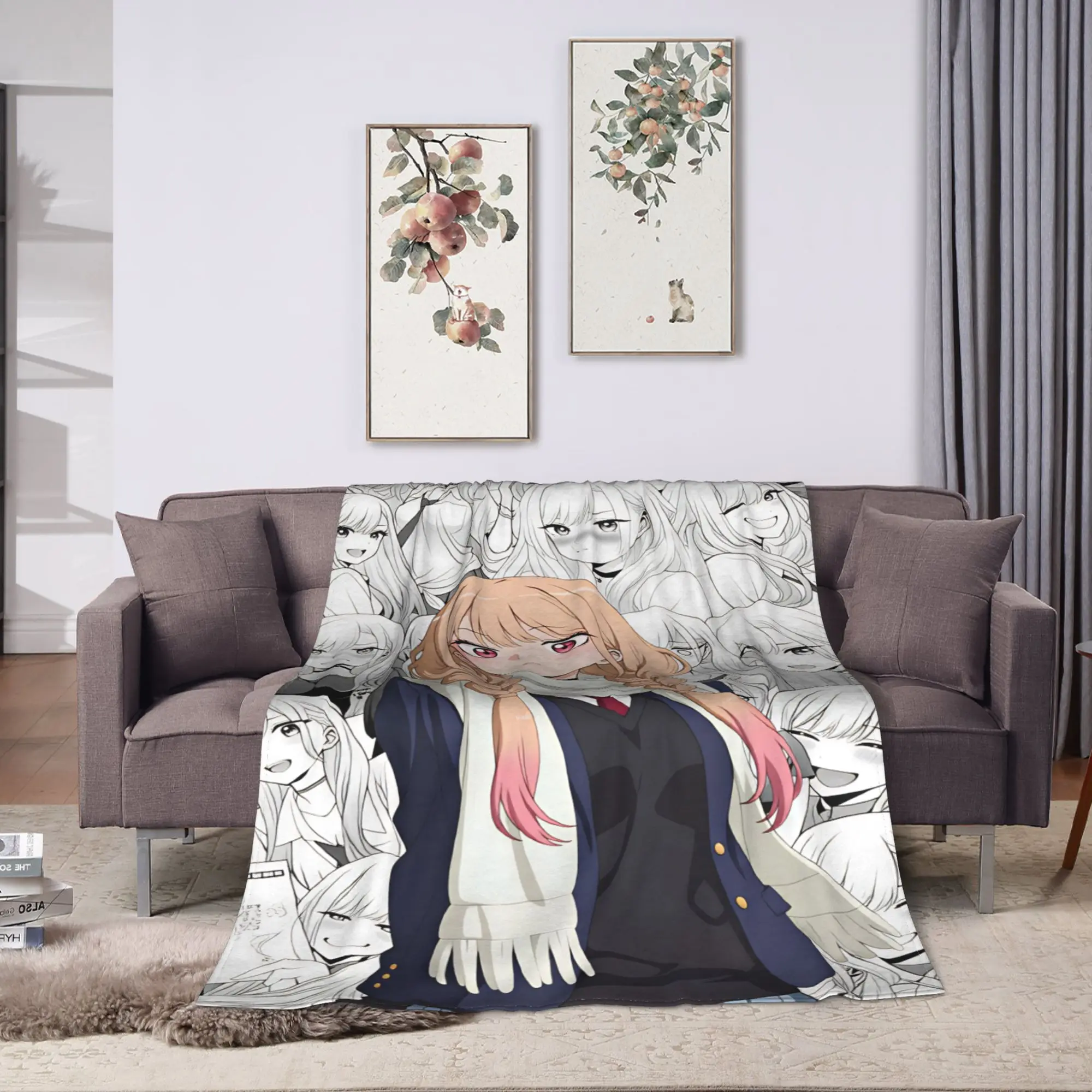 Marin Kitagawa Flannel Blanket Winter Japan Anime  Soft Throw Blanket for Child Couch Chair Novelty Bedspread Sofa Bed Cover