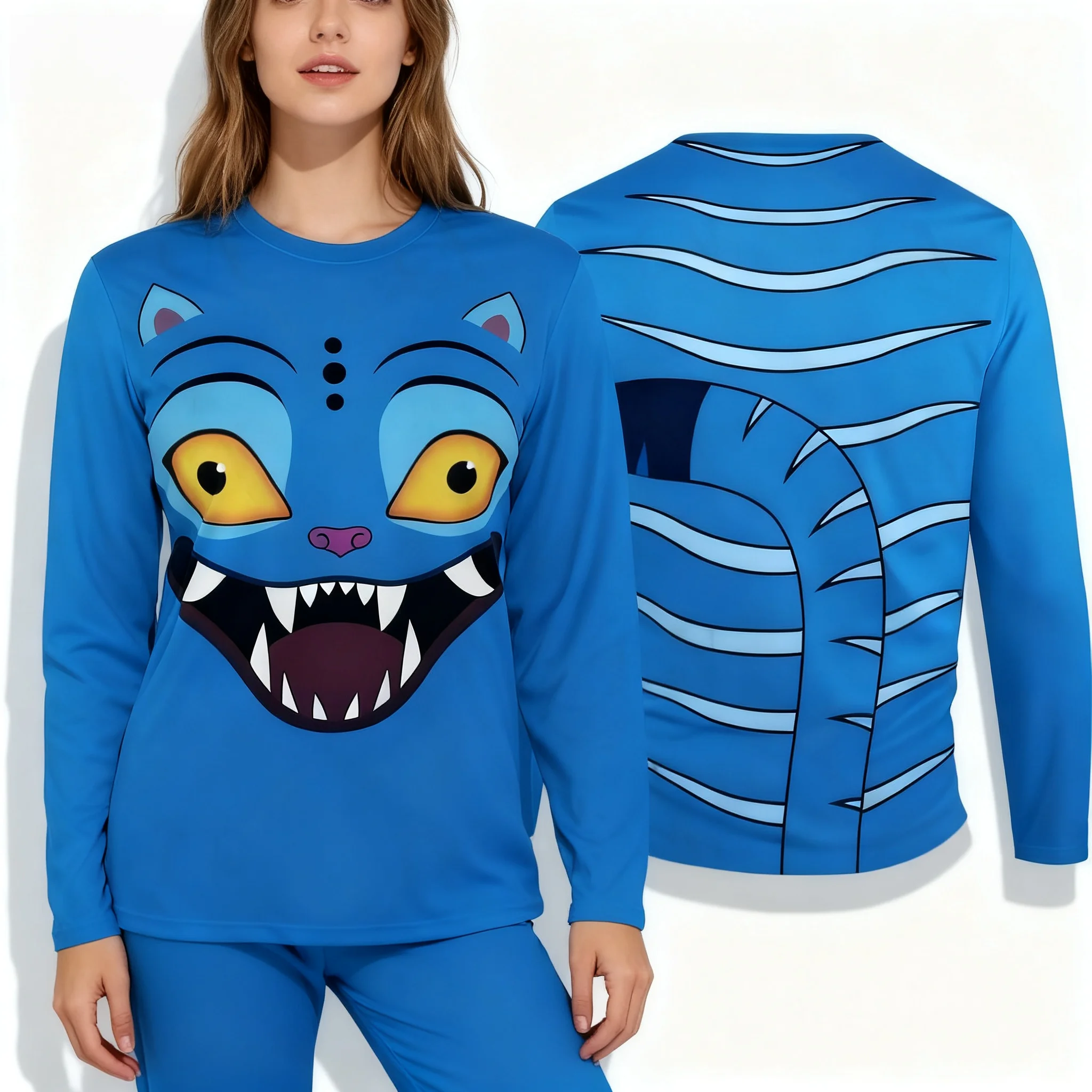 

Популярная весенне-осенняя футболка с длинными рукавами для косплея, охотничья команда ведьмы с тигром, негабаритный корейский фанат, американская уличная футболка для взрослых женщин