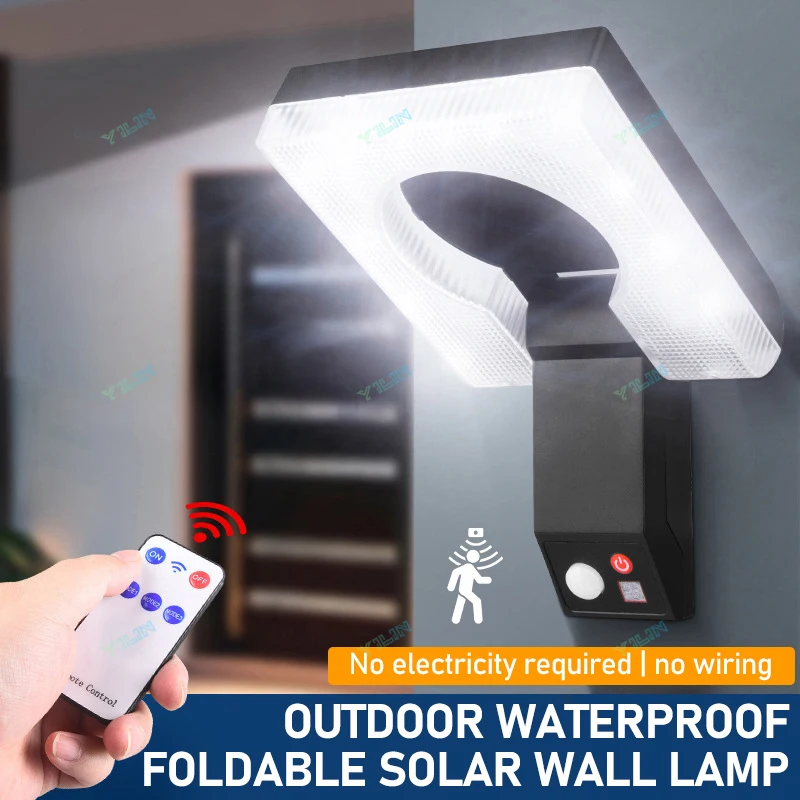 

120°Foldable LED Solar Light Outdoor Wall Lamp Waterproof Spotlights Lamp Motion Sensor 3 Modes Solar Street Light Garden Decor