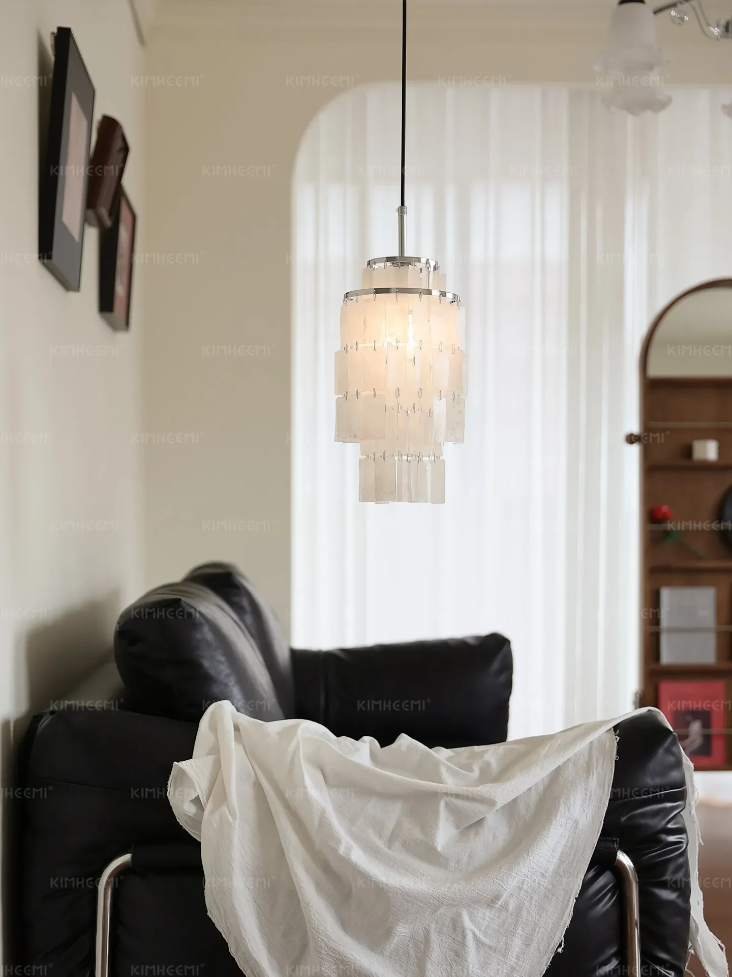 Shell bedside chandelier, bedroom porch, aisle silver foil lamp