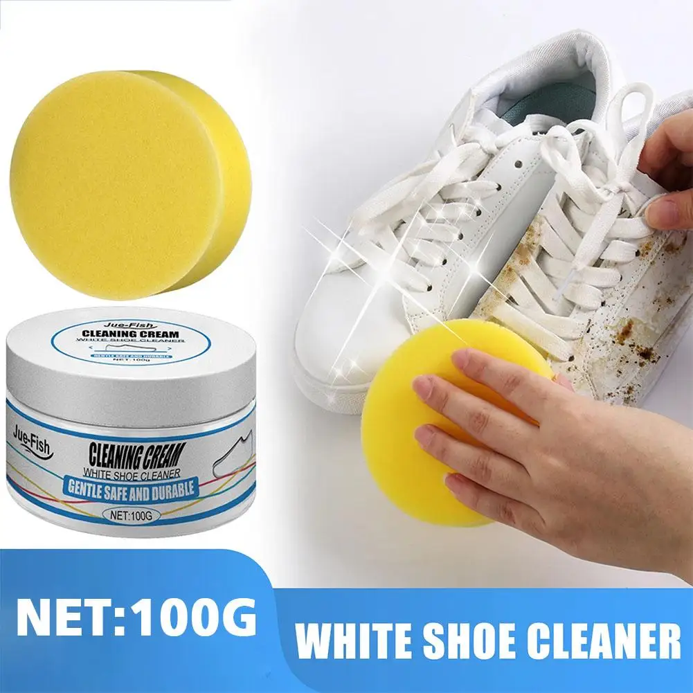 White Shoes Cleaning Cream With Wipe Sponge Stains Remover Shoes Whitening All-Purpose Cleansing Cream For Shoes Sneakers