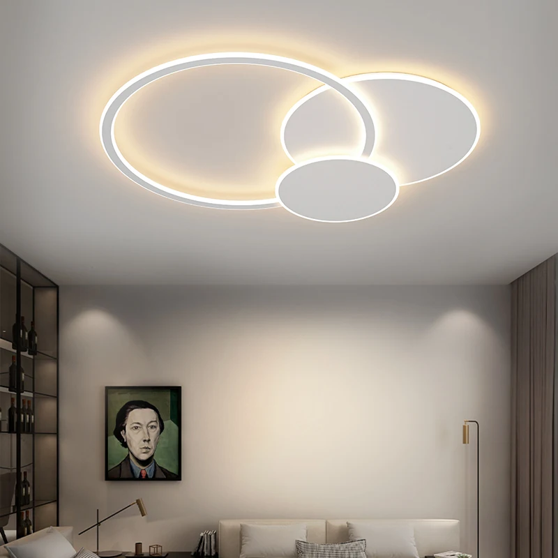 Modern LED Chandelier For Living Room Bedroom With Remote Home Decor White Round Ceiling Lamp Apartment Kitchen Lighting Fixture
