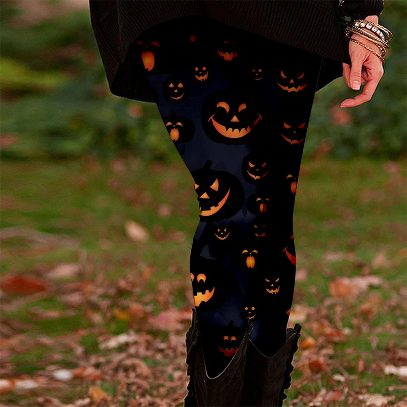 Leggings in poliestere con motivo floreale a teschio di zucchero per adulti - Pantaloni casual in tessuto slim fit per tutte le stagioni