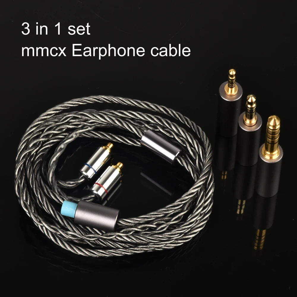 3-in-1 Earphone Upgrade Cable【3.5mm/2.5/4.4mm】Interchangeable audio plug 0.78mm ie300/900 QDC MMCX silver plated headphone cable