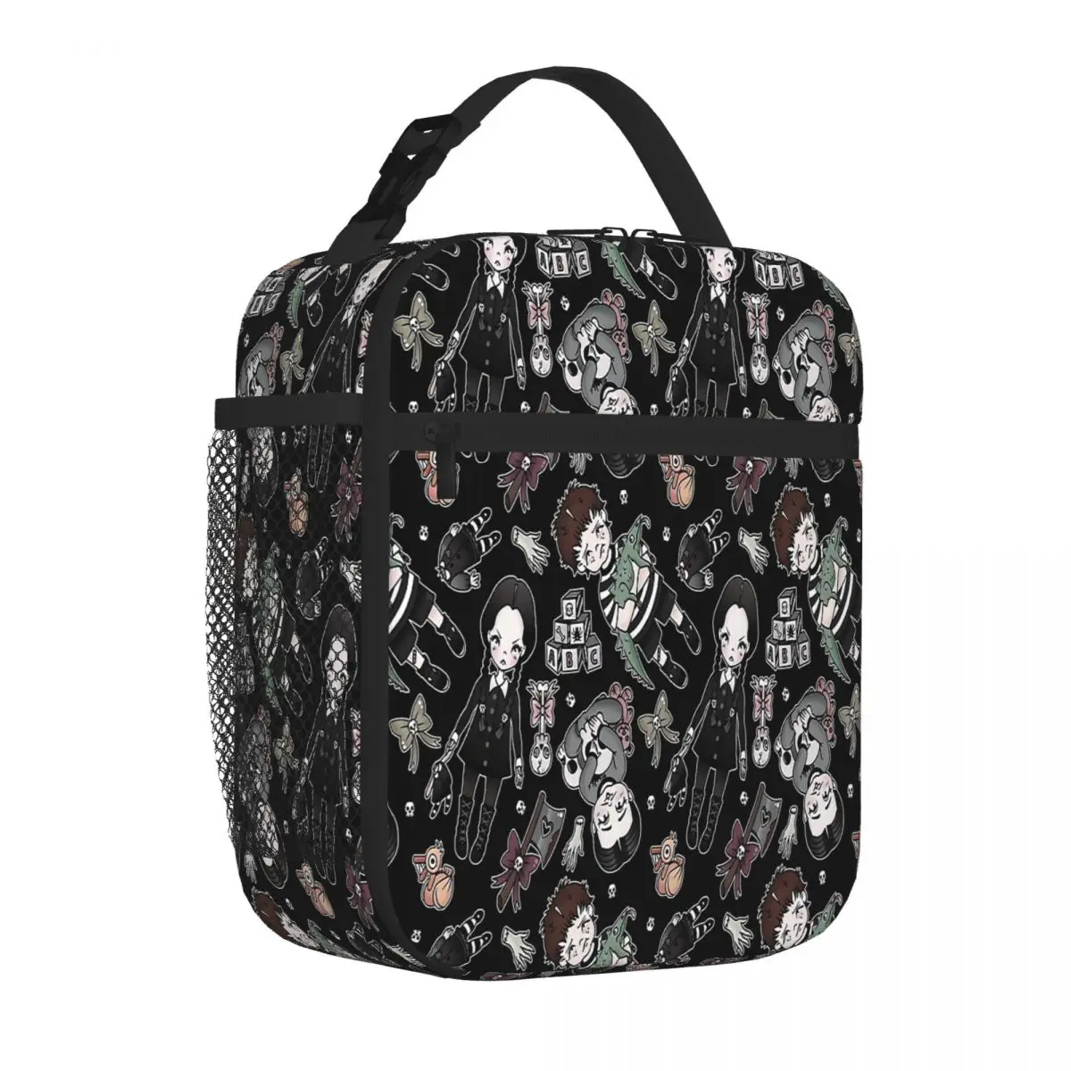 Hot Sale Kookycollection Wednesday Pugsley And Outdoor Plush Ruffled Large Lunch Bag Daily Outdoor Foldable Lunch Bag