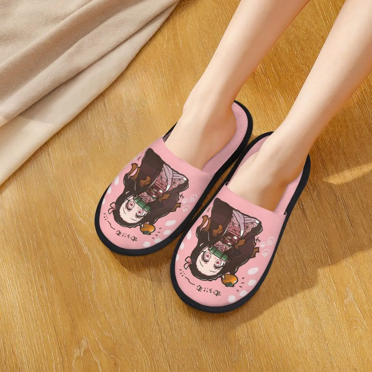 الشتاء شبشب منزل شيطان القاتل أنيمي ميرش المنزلية نِعال من الفراء الشرائح غرفة نوم كامادو Nezuko الشيطان شفرة مريحة الشرائح