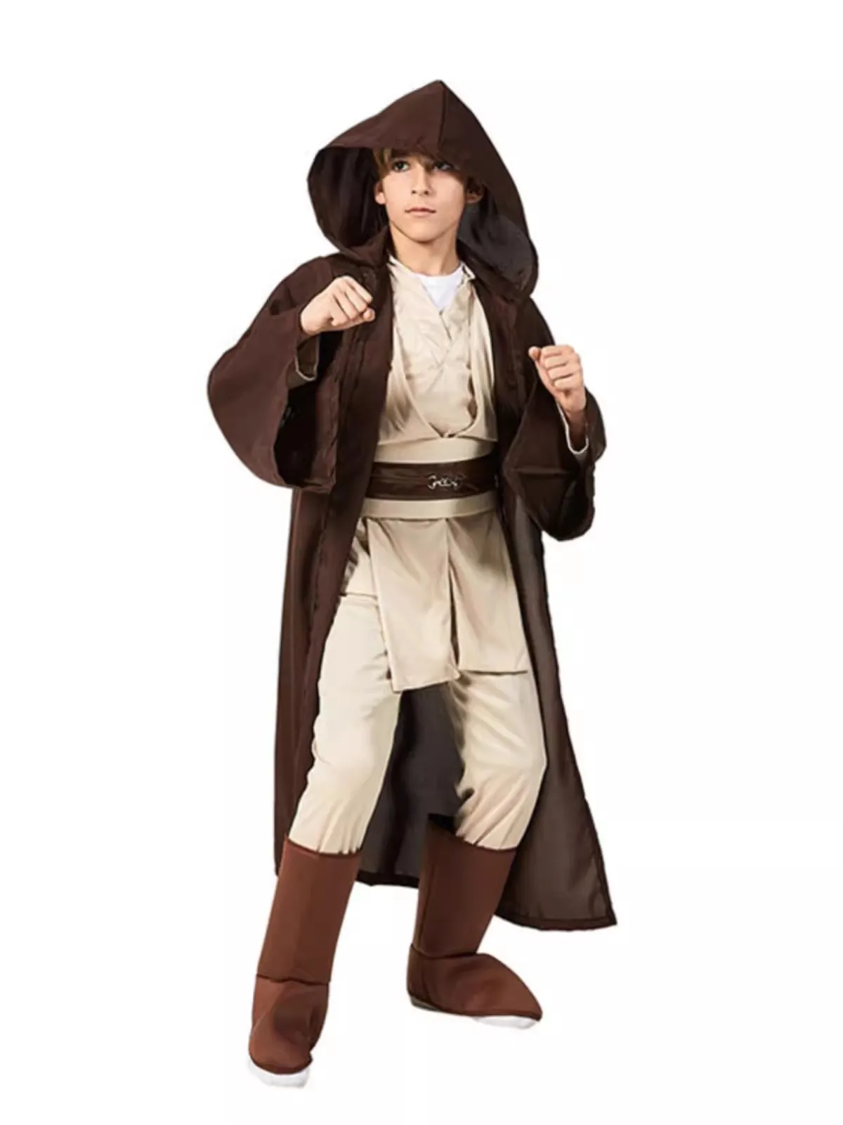 Star War Costume Obi-Wan Kenobi Kids Cosplay Jedi Warrior Cosplay Hooded Cloak Clothing Suit Halloween Party Costumes for Child