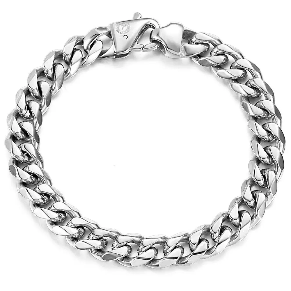 

Davieslee 11mm 316L Stainless Steel Male Bracelet Cuban Curb Link Chain Bracelet for Men Boys Gold/Silver Color 8/9inch DHB514A
