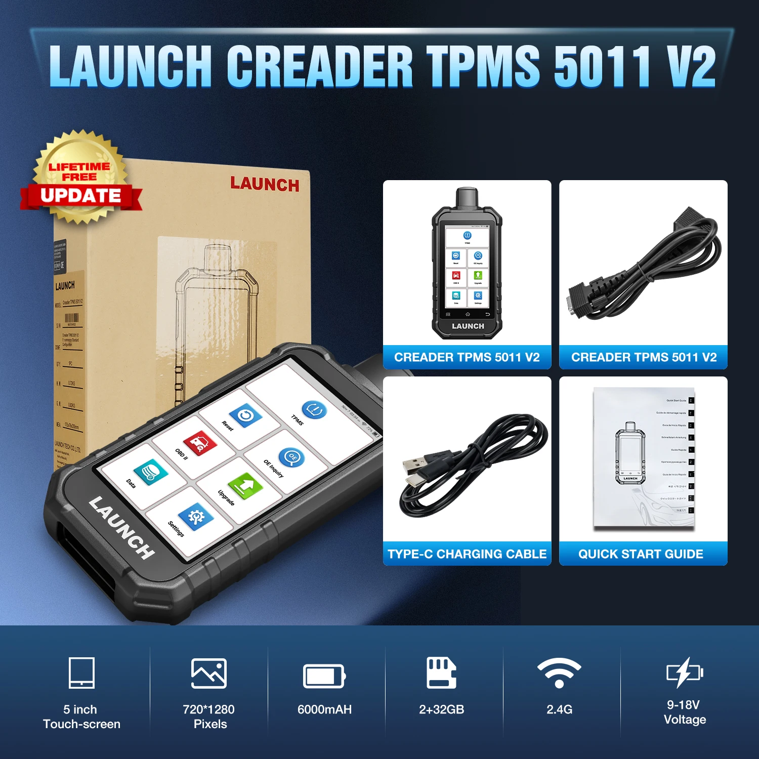 Рисунок 5 - LAUNCH TPMS Тиск в шинах 2025 CRT5011