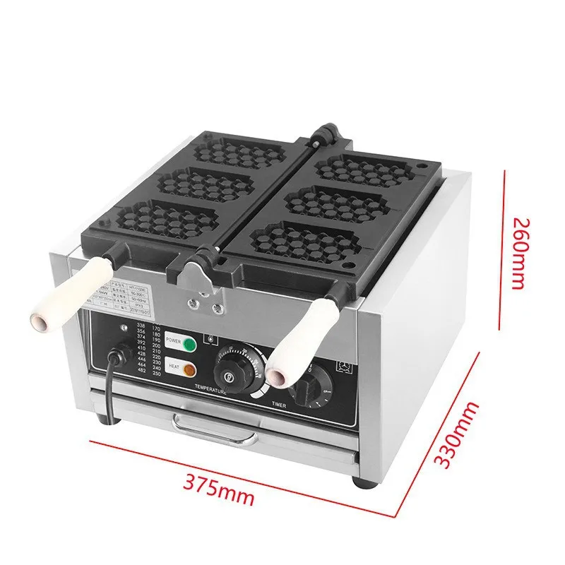 Macchina per fare waffle commerciale a forma di nido d'ape Macchina per waffle elettrica quadrata a 3 fette