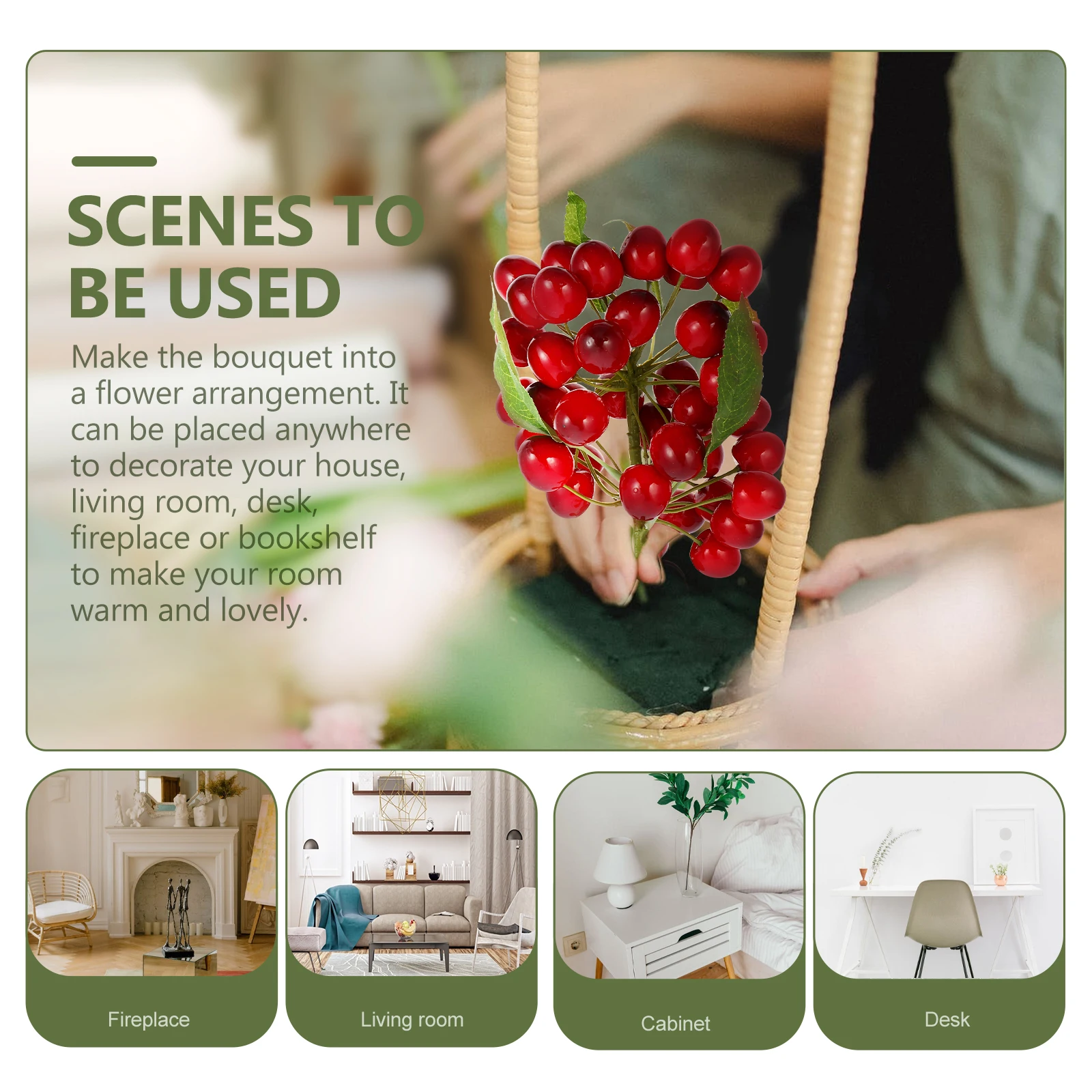 

12 Lifelike Photography Home Ornament Props Home Decoration Artificial Cherry Decor Decorative Cherry Model