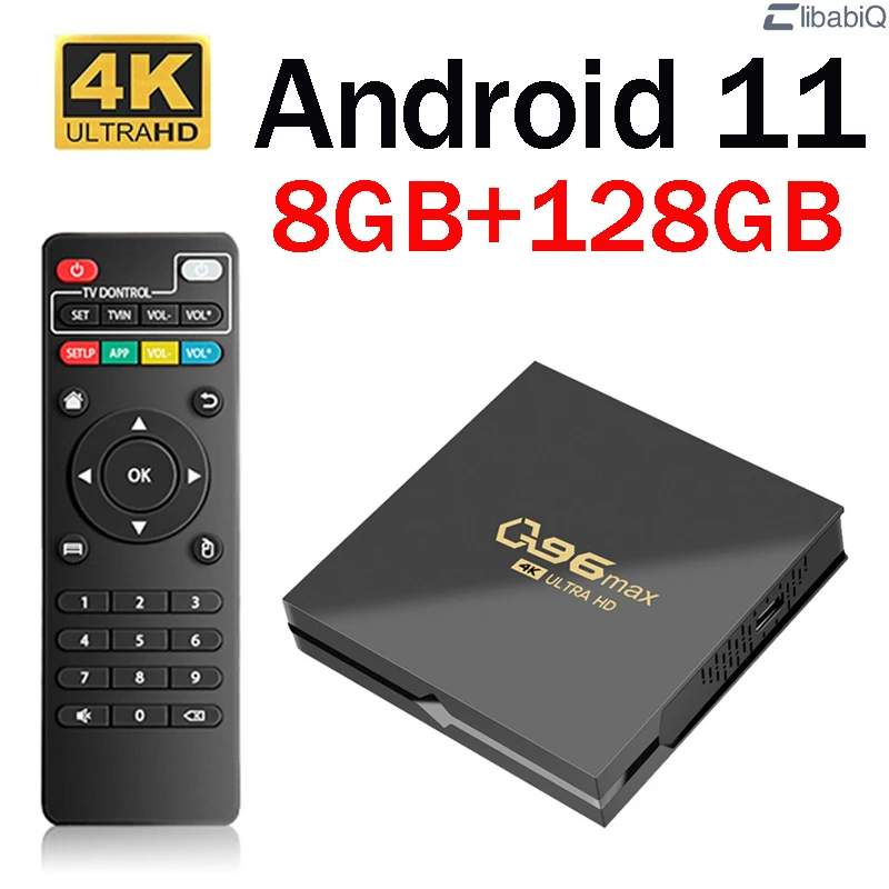 Q96 Max TV Box Android 11 Smart Home Theater 8GB 128GB Amlogic S905 Quad-Core HD HDR10+ 4K Media Player 4G Wifi IPTV Sport